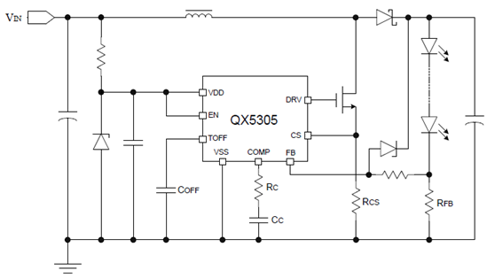 QX5305升壓型大功率_LED恒流驅(qū)動(dòng)器照明IC