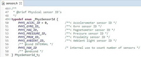 傳感器頭文件中的 PhysSensorId 計數器的圖片