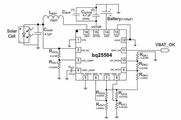 Texas Instruments bq25504 電源管理芯片示意圖